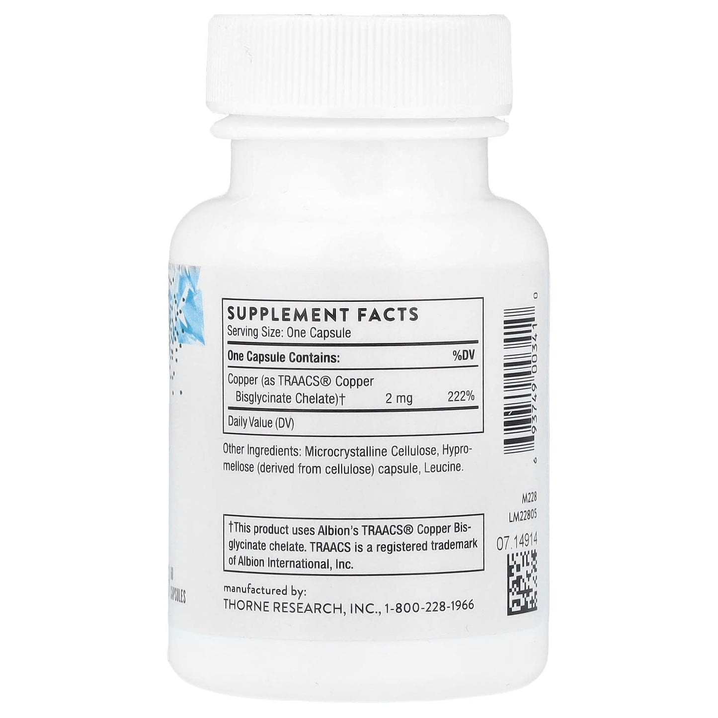Thorne, Copper Bisglycinate, 60 Capsules (2 mg per Capsule) - Image 2