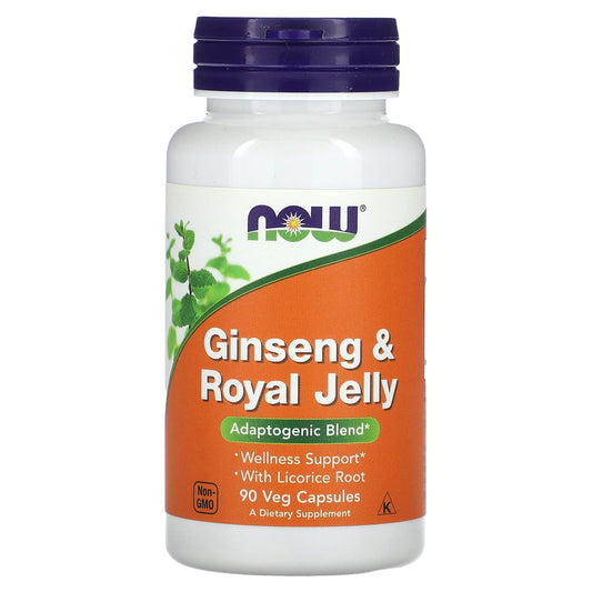 NOW Foods, Ginseng & Royal Jelly, 90 Veg Capsules - Image 1
