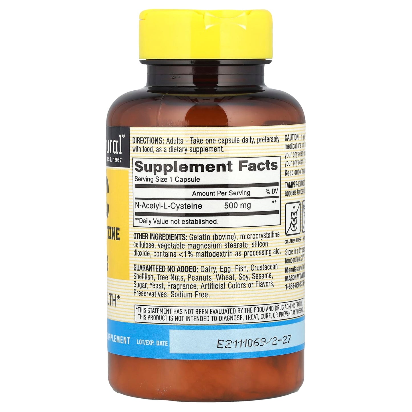 Mason Natural, NAC, 500 mg, 60 Capsules