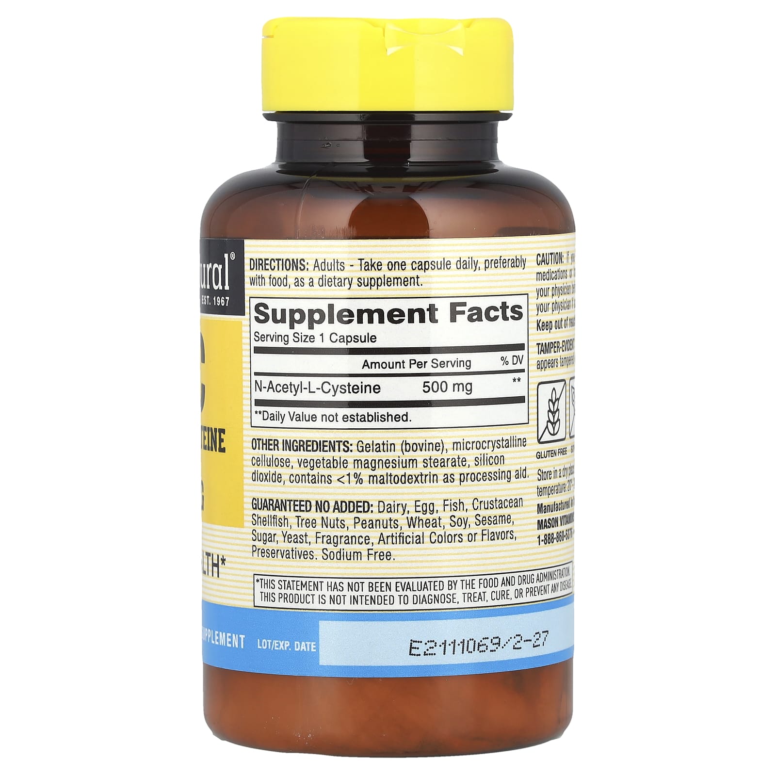 Mason Natural, NAC, 500 mg, 60 Capsules