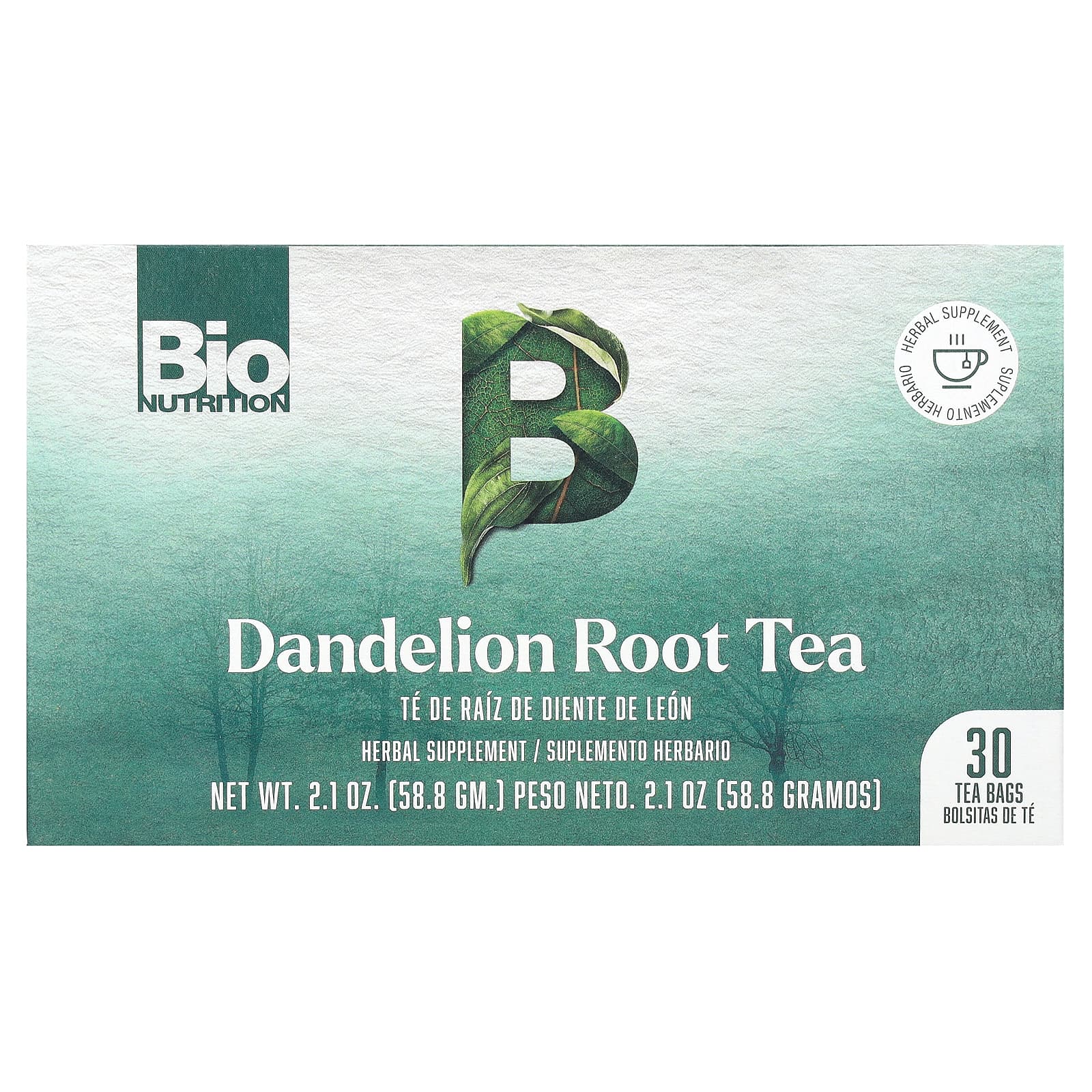 Caffeine-Free Dandelion Root Tea by Bio Nutrition - 30 Tea Bags - Image 1