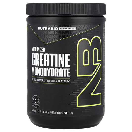 NutraBio, Performance, Micronized Creatine Monohydrate, 1.1 lbs (500 g) - Image 1