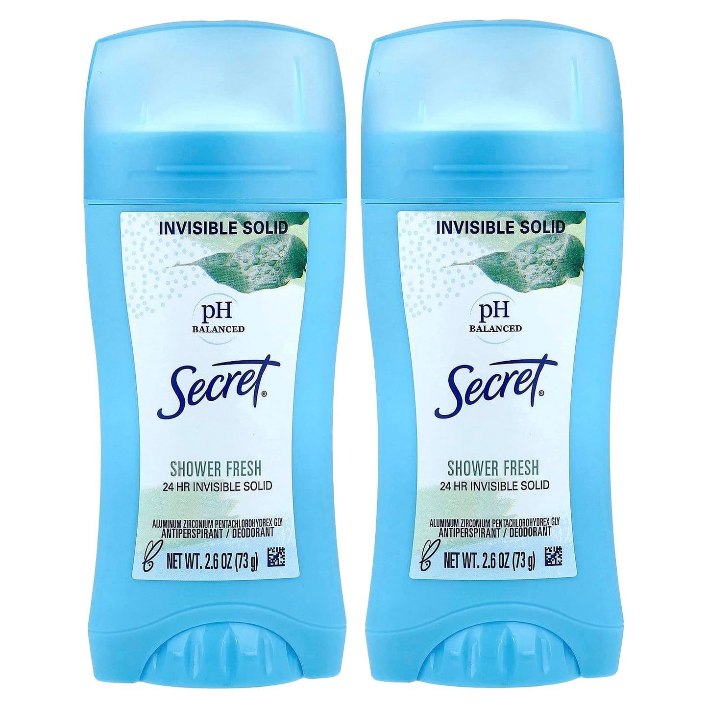 Secret, pH Balanced Invisible Solid, Antiperspirant/Deodorant, Shower Fresh, 2 Pack, 2.6 oz (73 g) Each - Image 1