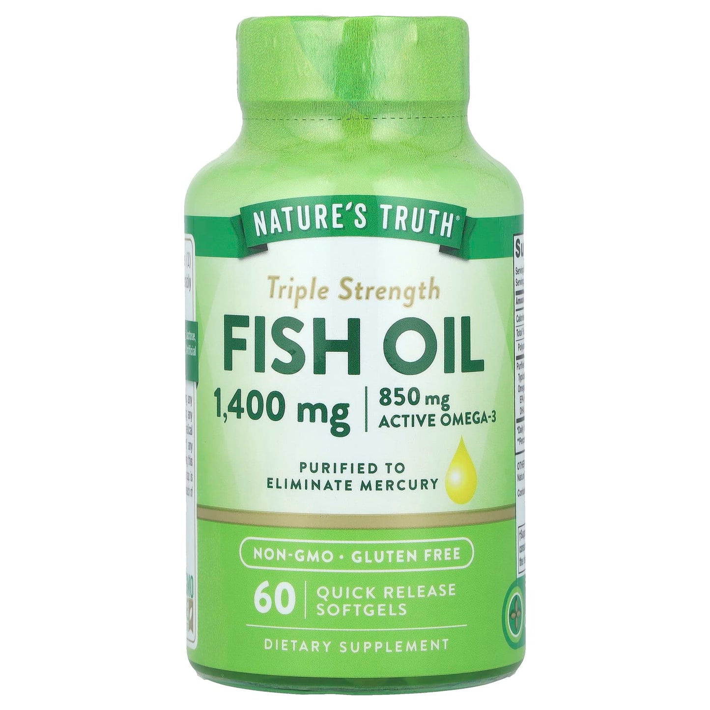Nature's Truth, Fish Oil, Triple Strength, 1,400 mg, 60 Quick Release Softgels - Image 1