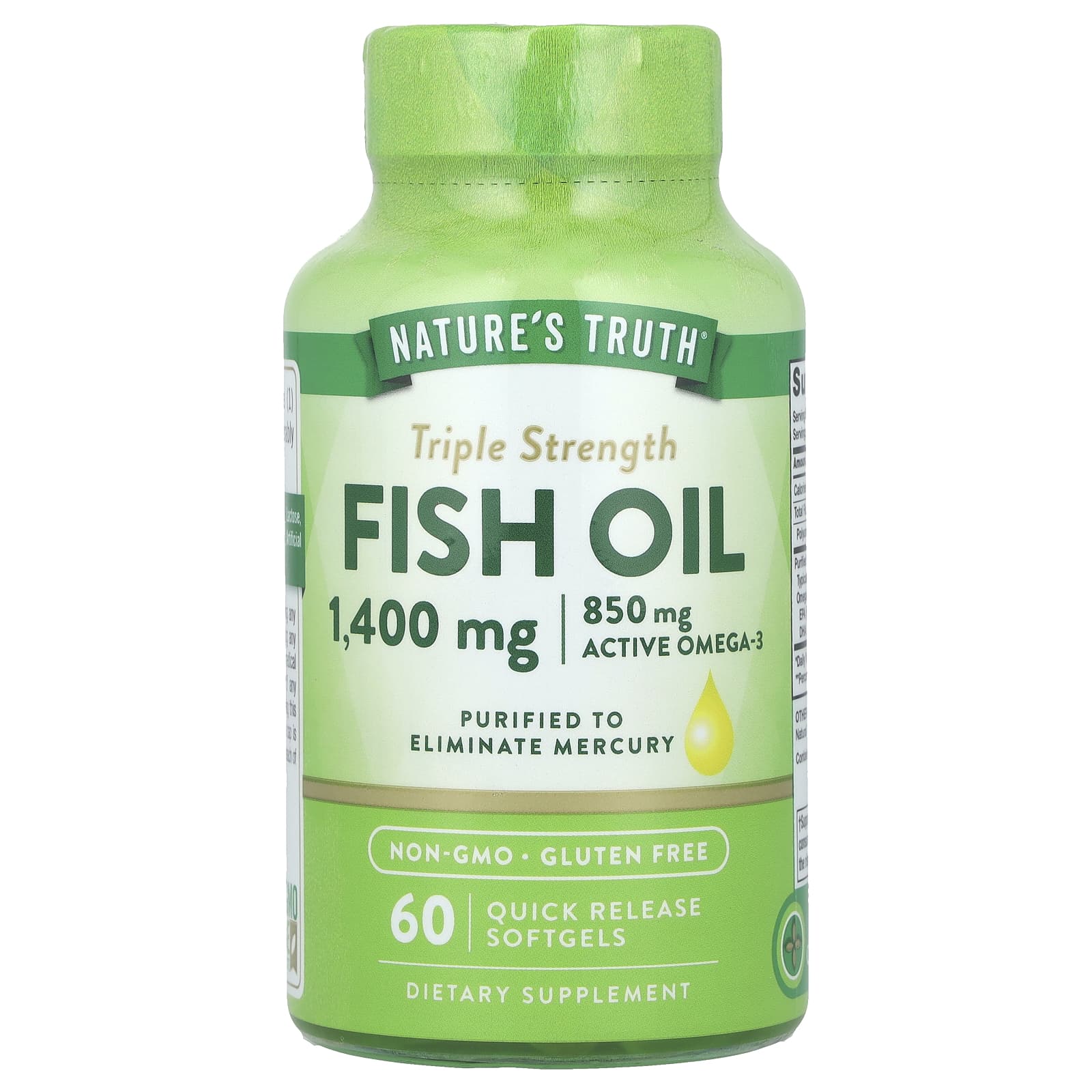 Nature's Truth, Fish Oil, Triple Strength, 1,400 mg, 60 Quick Release Softgels - Image 1