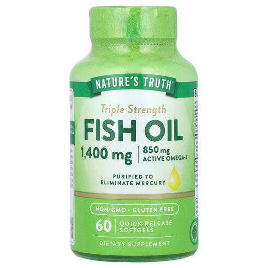 Nature's Truth, Fish Oil, Triple Strength, 1,400 mg, 60 Quick Release Softgels - Image 1