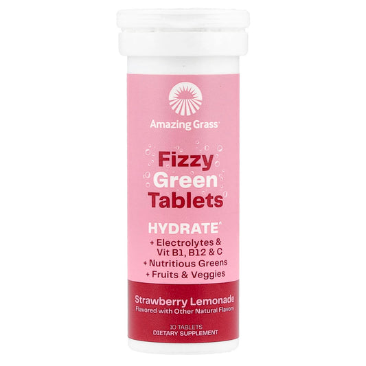 Amazing Grass Strawberry Lemonade Fizzy Greens Tablets - Electrolyte Supplement - Image 1