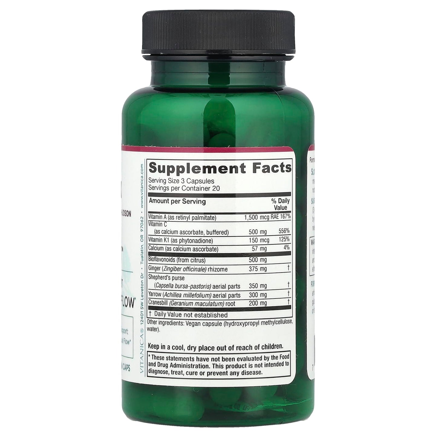 Vitanica, Slow Flow™, Healthy Menstrual Flow, 60 Vegan Caps - Image 2