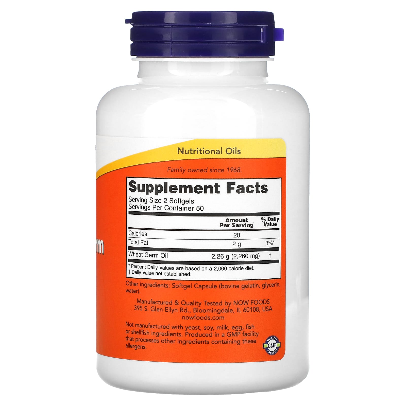 NOW Foods, Wheat Germ Oil, 1,130 mg, 100 Softgels - Image 2