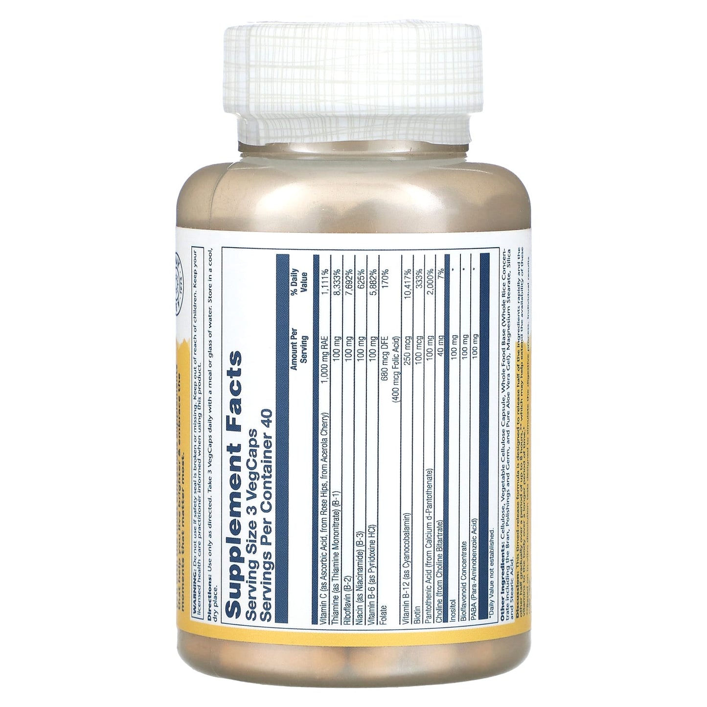 Solaray, Mega Vitamin B-Stress, Timed-Release, 120 VegCaps - Image 2