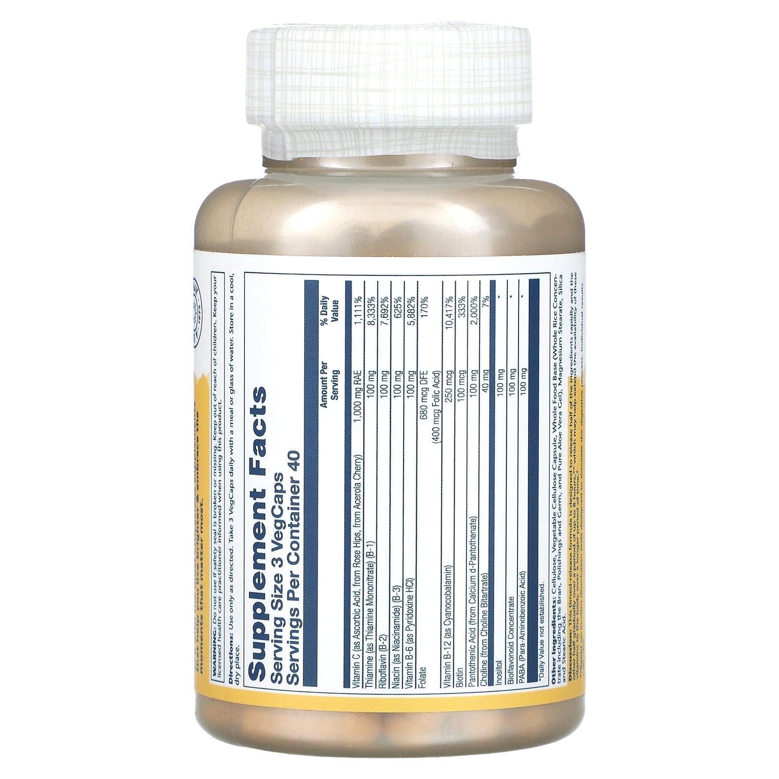 Solaray, Mega Vitamin B-Stress, Timed-Release, 120 VegCaps - Image 2