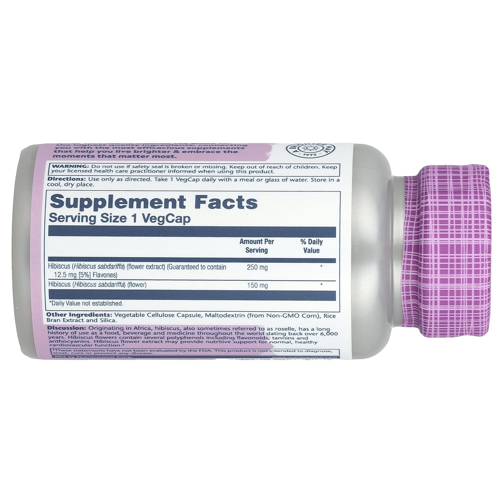 Solaray, Vital Extracts, Hibiscus, 60 VegCaps - Image 2