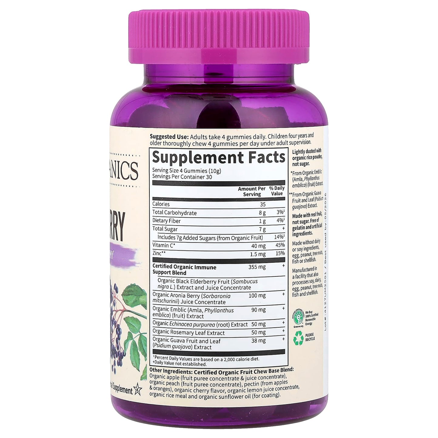 Organic Elderberry Immune Gummies | USDA Organic & Vegan | 120 Count - Image 2