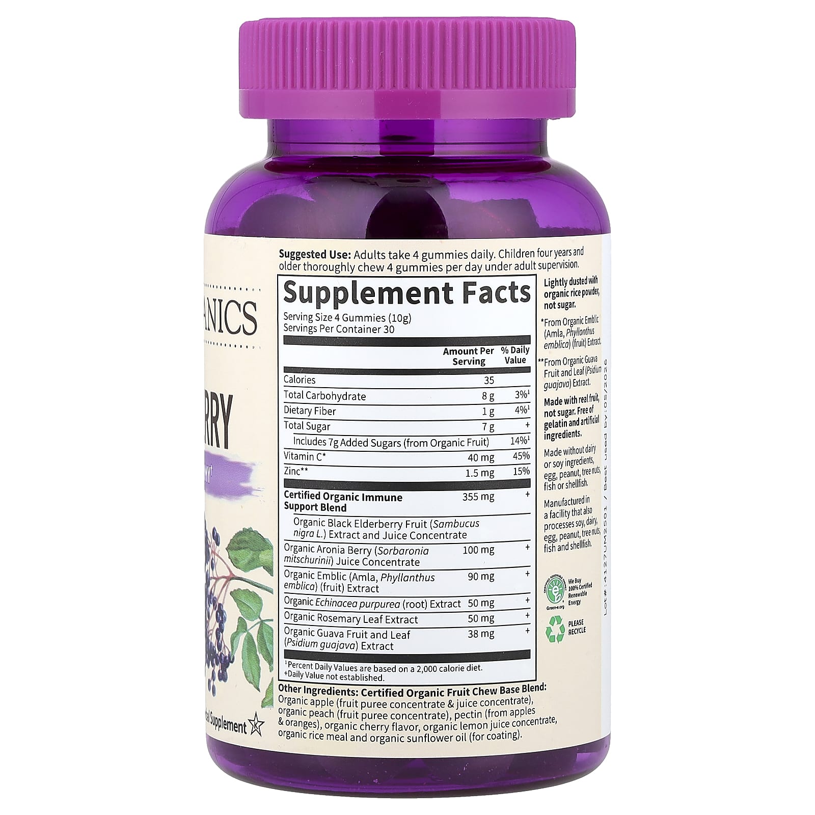 Organic Elderberry Immune Gummies | USDA Organic & Vegan | 120 Count - Image 2