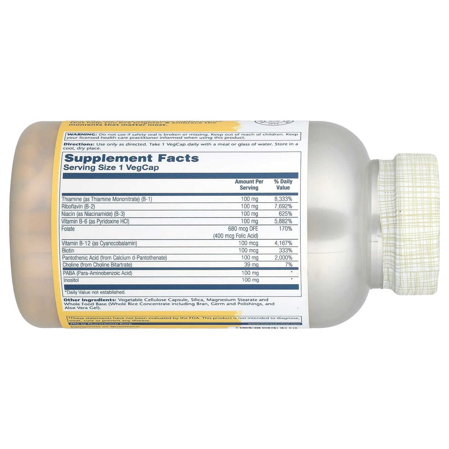 Solaray, Vitamin B-Complex 100 , 250 VegCaps - Image 2