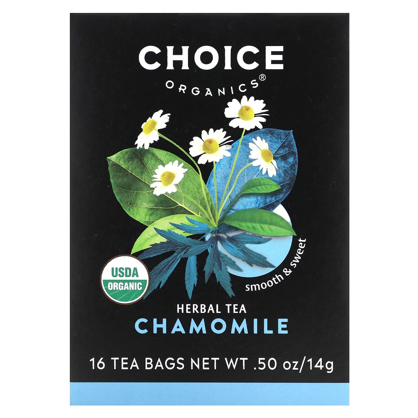 USDA Organic Chamomile Tea, Caffeine Free, 16 Bags, Choice Organic Teas - Image 1