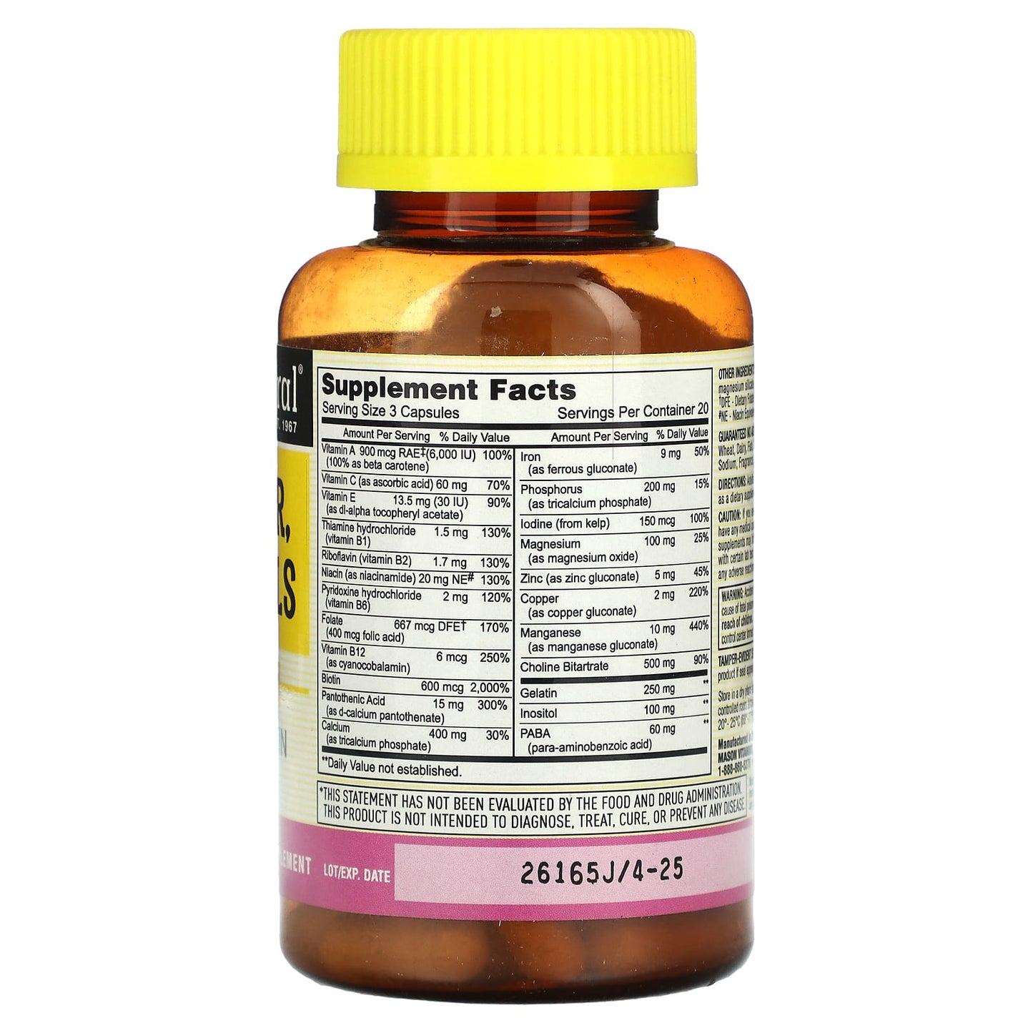 Mason Natural, Body, Hair, Skin & Nails, 60 Capsules - Image 2