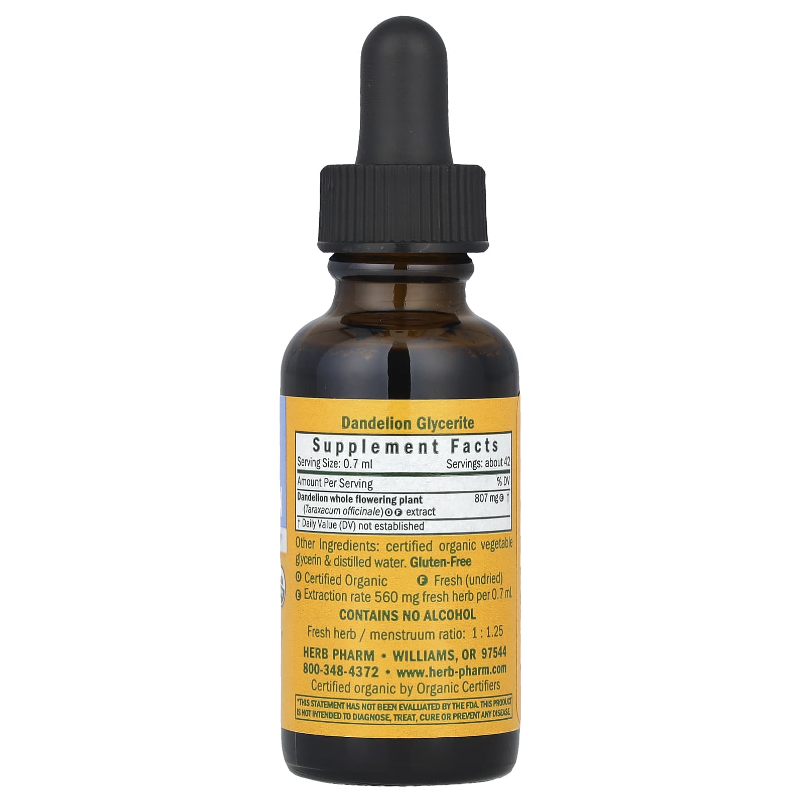 Herb Pharm Dandelion Alcohol-Free Herbal Supplement, 30ml, USDA Organic - Image 2