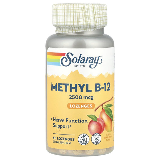 Solaray, Methyl B-12 Lozenges, Natural Mango Peach, 2,500 mcg, 60 Lozenges - Image 1