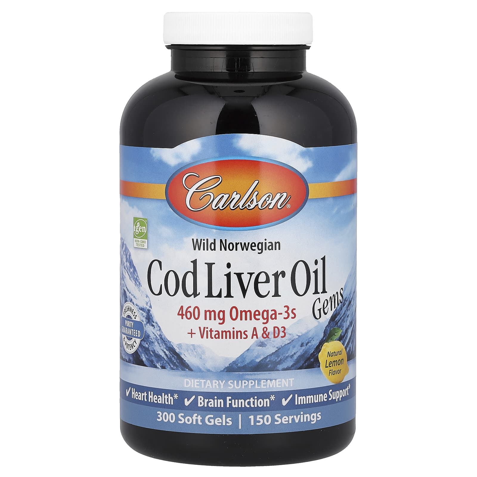 Wild Norwegian Cod Liver Oil Gems by Carlson, Natural, Gluten-Free - Image 1