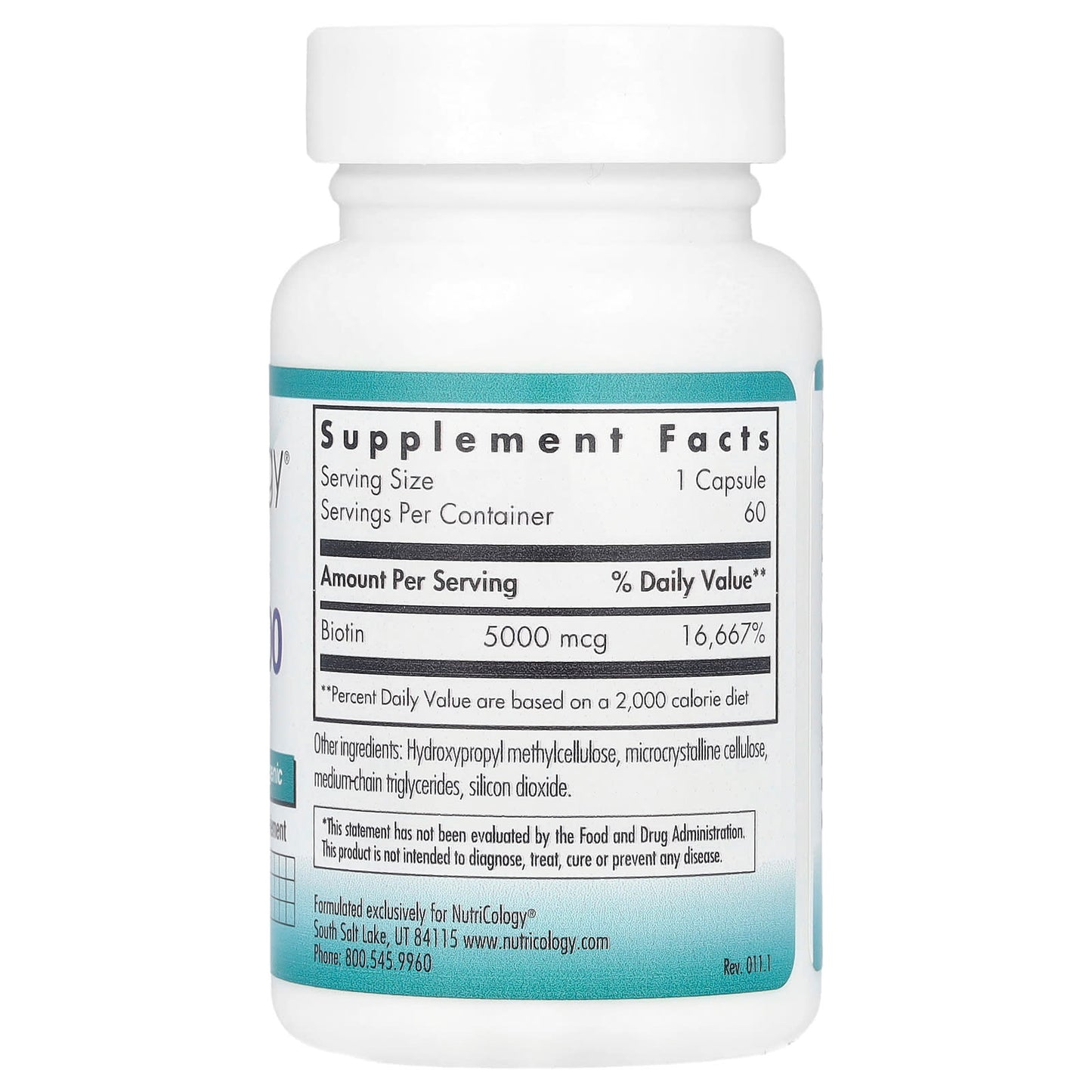 Nutricology, Biotin 5000, 5,000 mcg , 60 Vegetarian Capsules - Image 2
