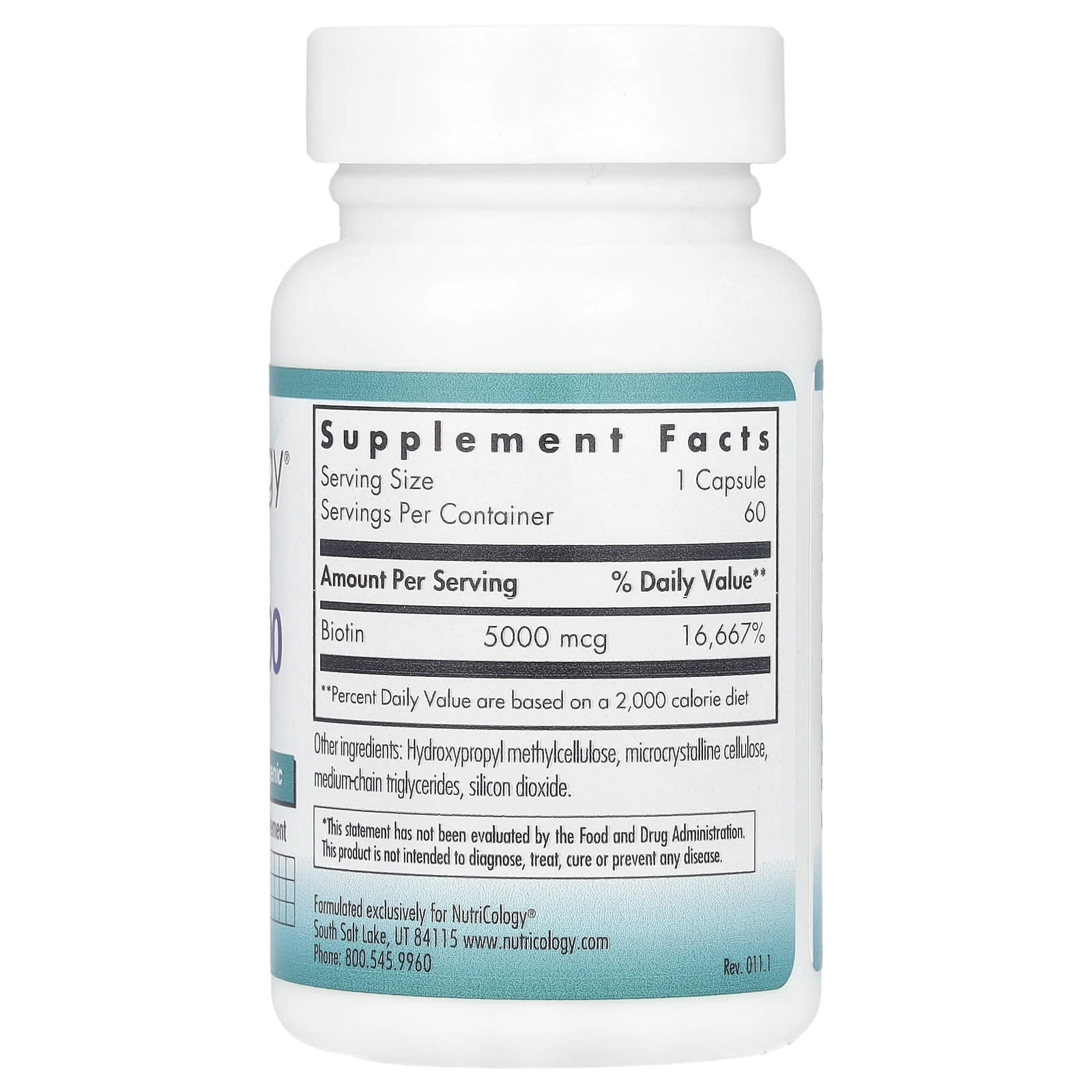 Nutricology, Biotin 5000, 5,000 mcg , 60 Vegetarian Capsules - Image 2