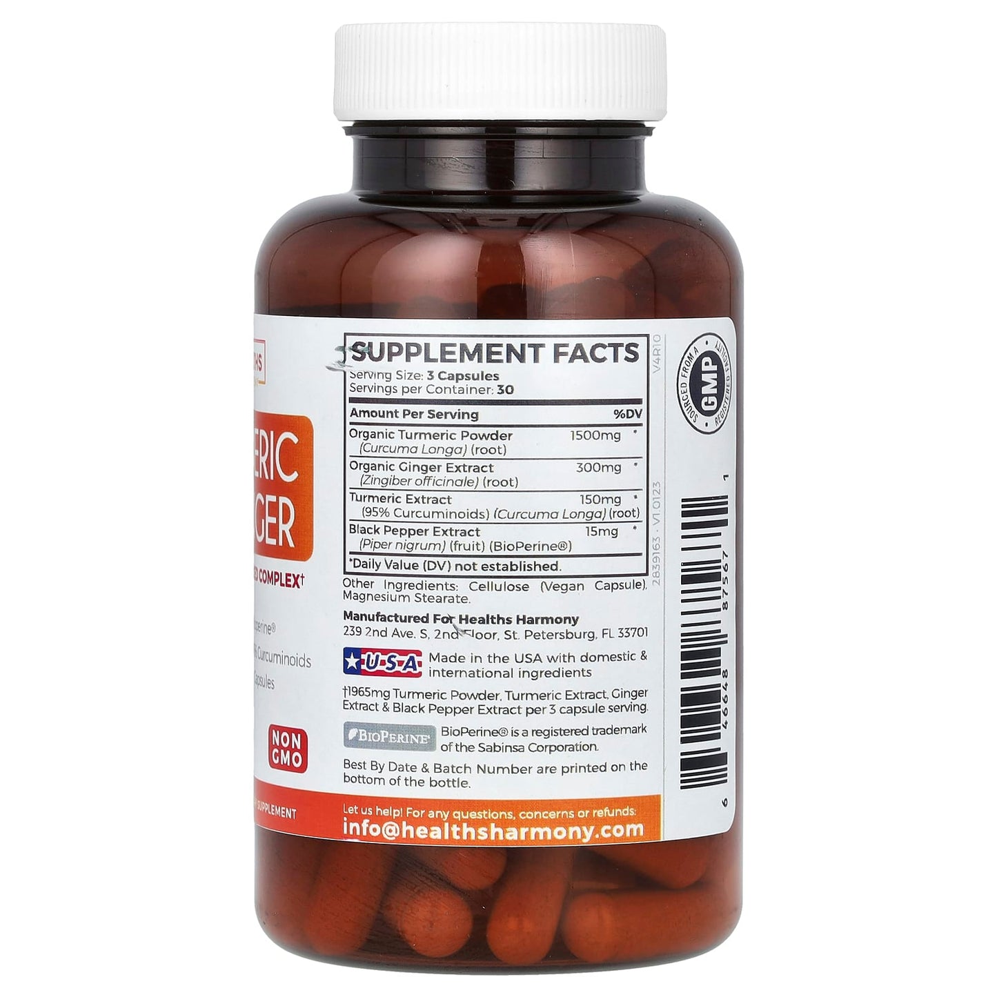 Turmeric & Ginger Joint Health Support - 90 Capsules by Healths Harmony - Image 2