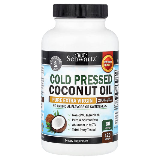 BioSchwartz, Cold Pressed Coconut Oil, Pure Extra Virgin, 120 Softgels (1,000 mg per Softgel)
