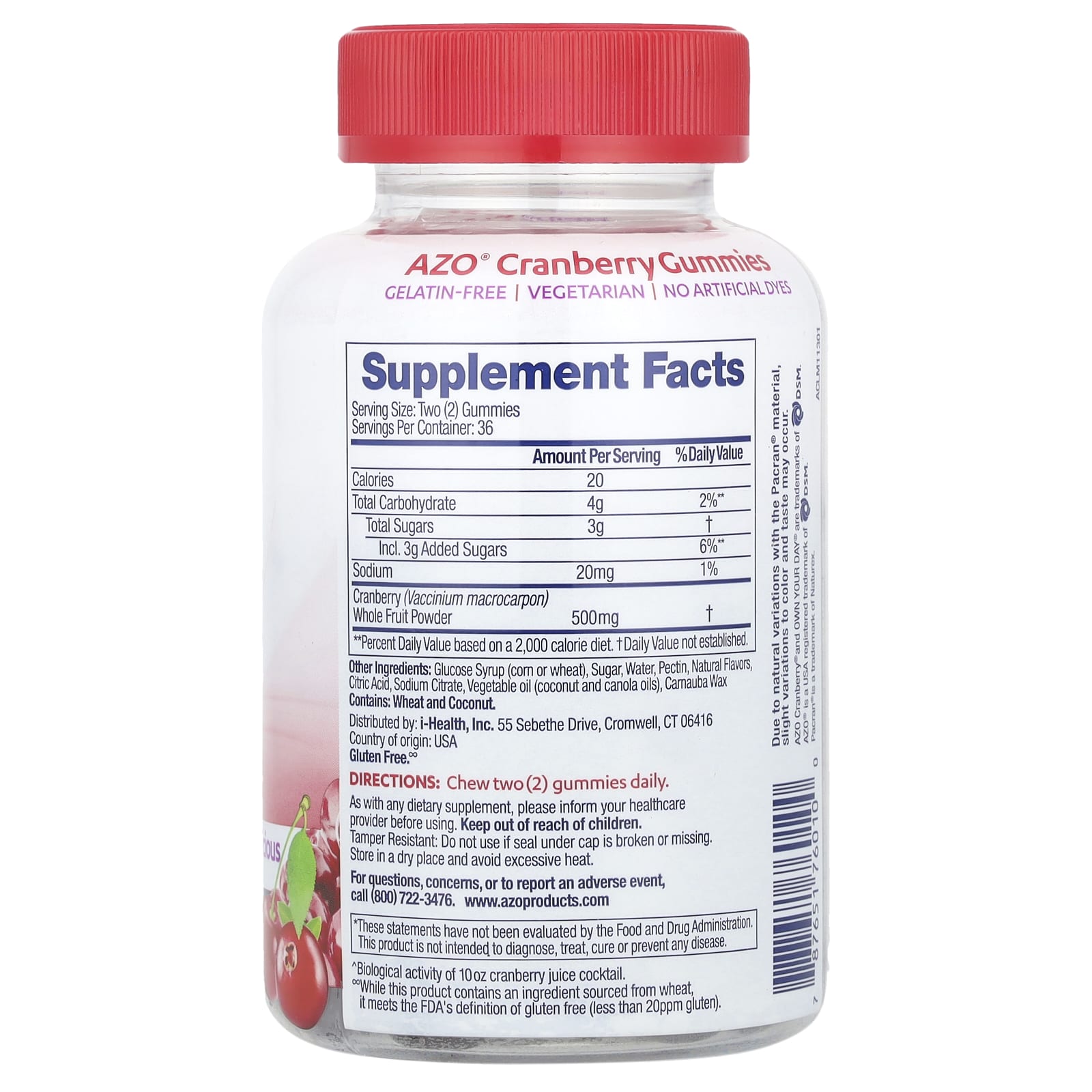 AZO, Cranberry Gummies, Berrylicious, 72 Gummies (250 mg per Gummy)