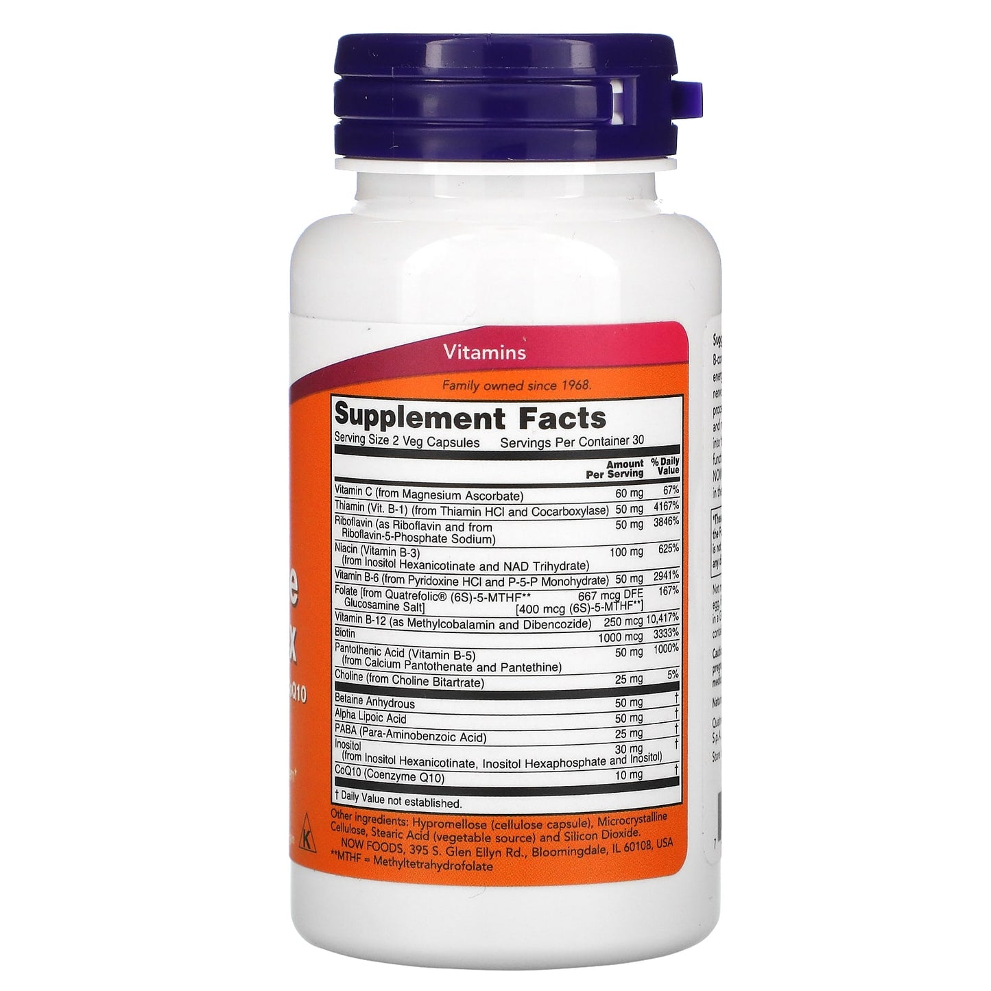 NOW Foods, Co-Enzyme B-Complex, 60 Veg Capsules - Image 2
