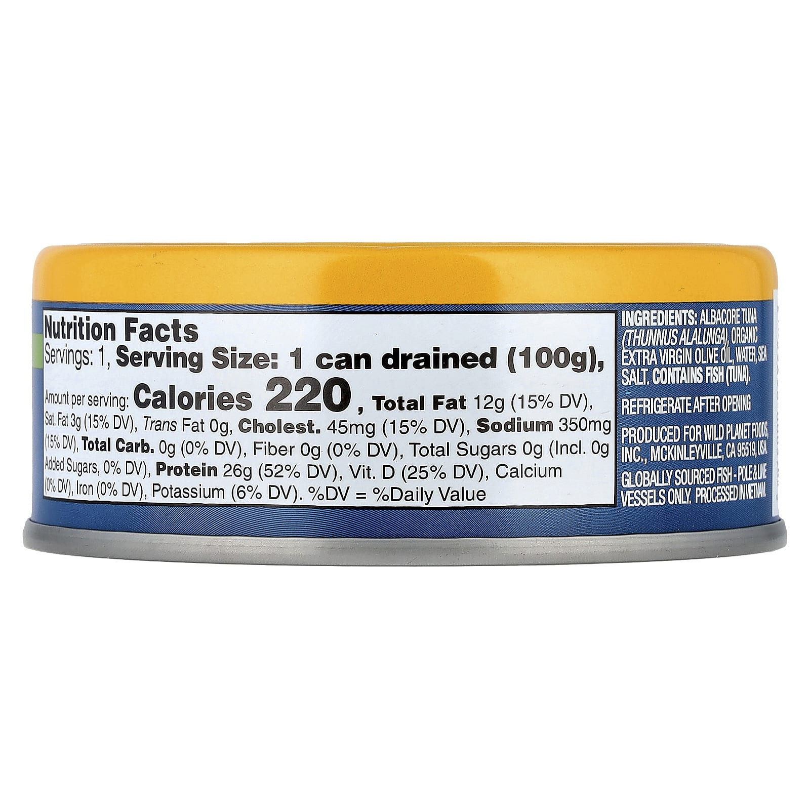 Wild Planet, Albacore Solid Wild Tuna In Extra Virgin Olive Oil,  5 oz (140 g) - Image 2