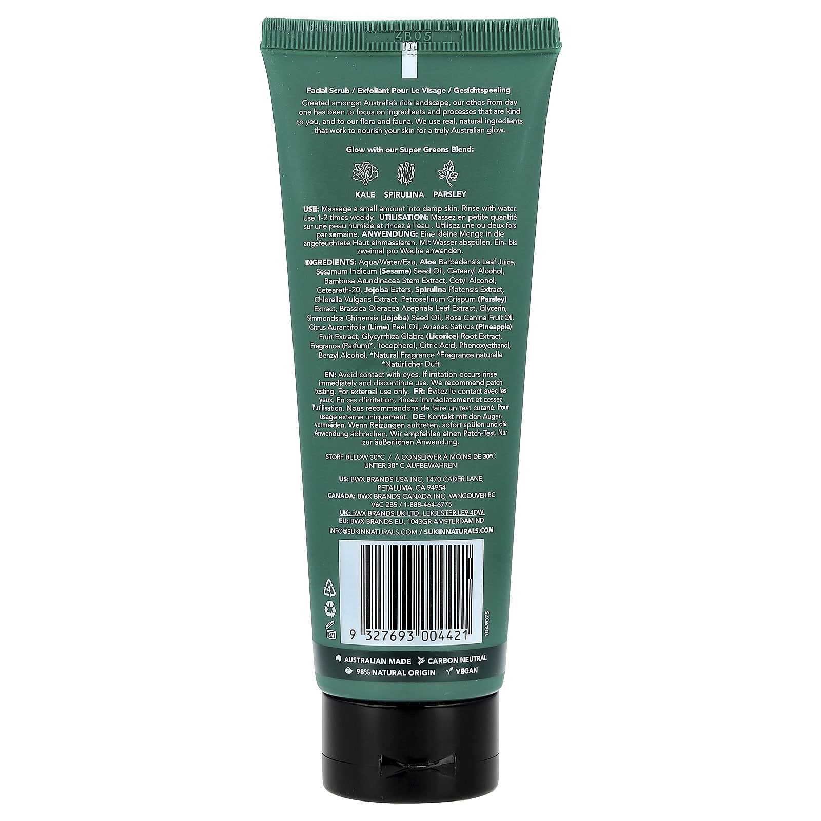 Sukin, Super Greens, Detoxifying Facial Scrub, Normal To Dry Skin Types , 4.23 fl oz (125 ml) - Image 2