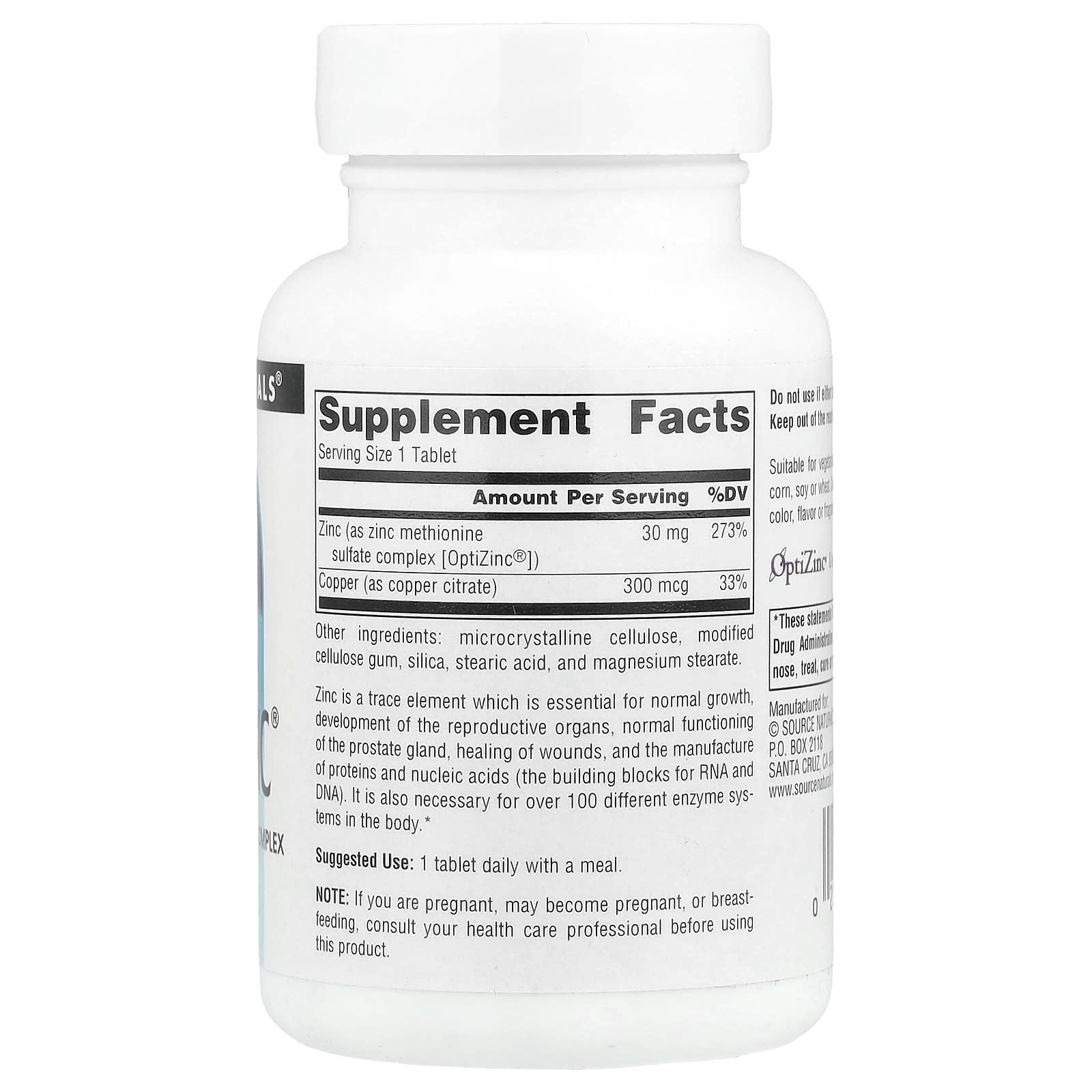Source Naturals, OptiZinc®, 240 Tablets - Image 2
