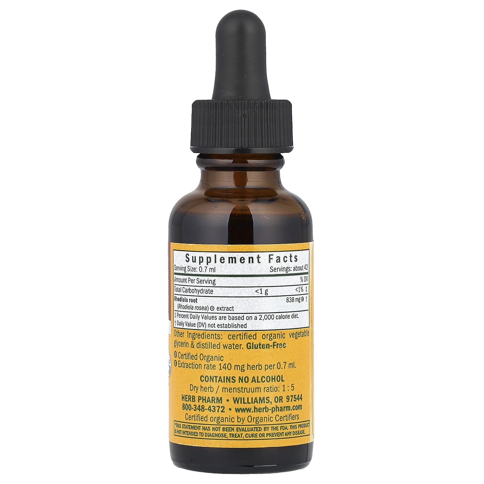 Herb Pharm Rhodiola Rosea Energy & Vitality USDA Organic Supplement - Image 2