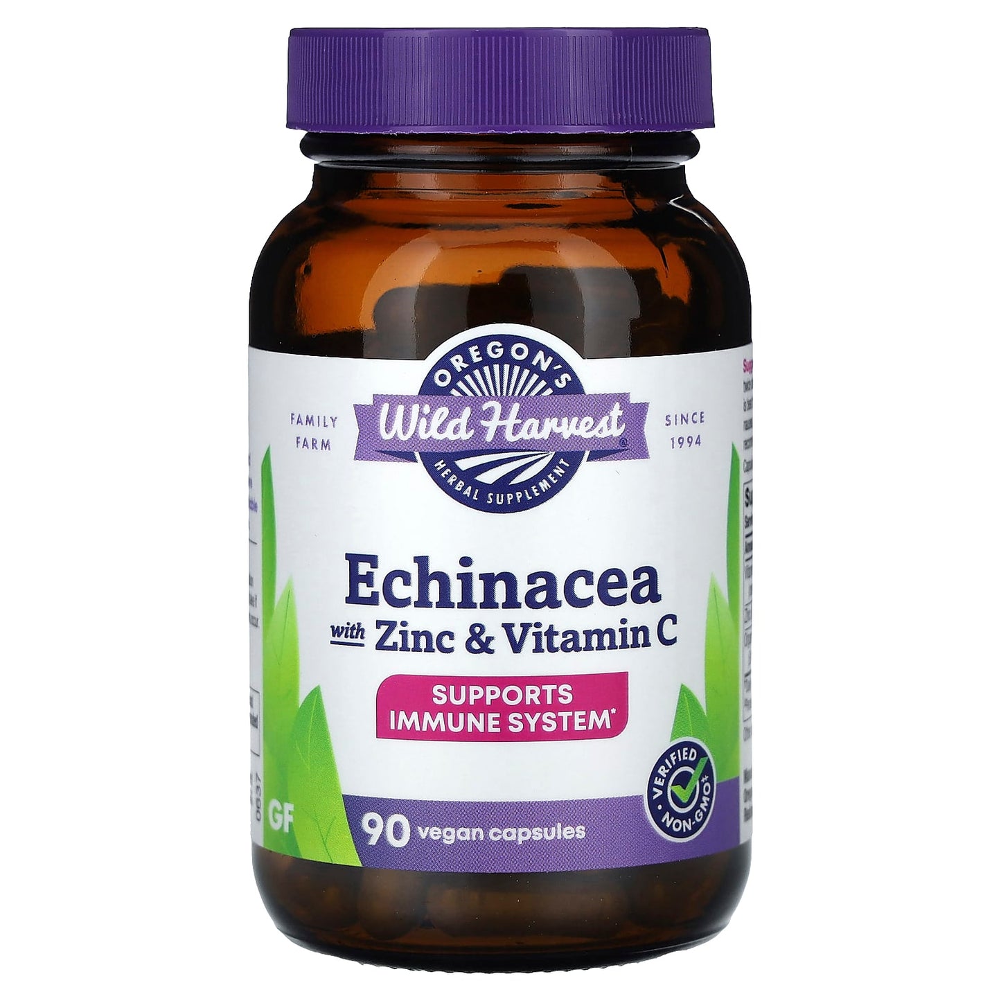 Oregon's Wild Harvest, Echinacea with Zinc and Vitamin C, 90 Vegan Capsules - Image 1