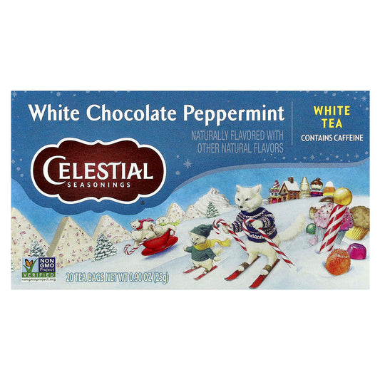 Celestial Seasonings White Tea with White Chocolate Peppermint, 20 Tea Bags - Image 1