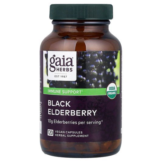 Boost Immune System with USDA Organic Black Elderberry Capsules by Gaia Herbs - Image 1