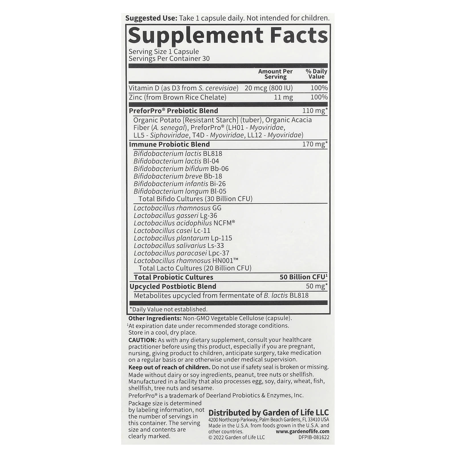 Boost Immune System with Garden of Life Probiotics Supplement - 30 Capsules - Image 2