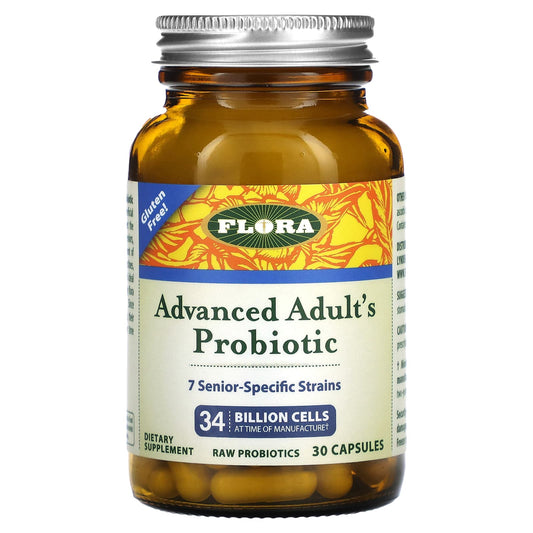 Flora Advanced Probiotics for Seniors, 34B CFU, Gluten Free, 30 Capsules - Image 1