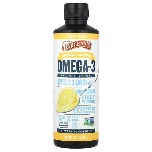 Omega-3 Fish Oil Supplement by Barlean's - Seriously Delicious Lemon Creme - Image 1