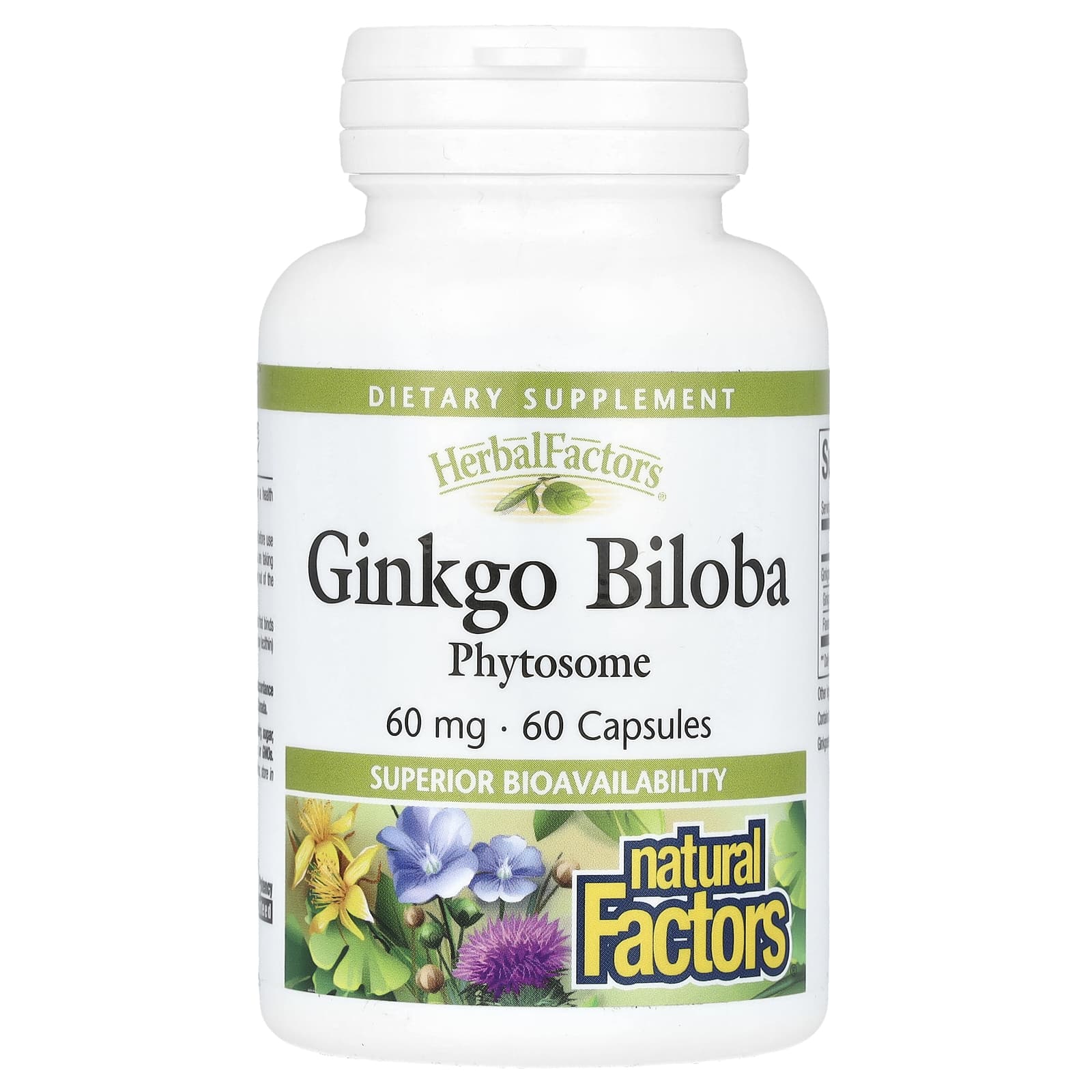 Natural Factors, Ginkgo Biloba, Phytosome, 60 mg, 60 Capsules - Image 1