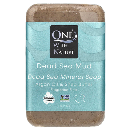 One with Nature, Dead Sea Mineral Bar Soap, Dead Sea Mud, Fragrance-Free, 7 oz (198 g) - Image 1