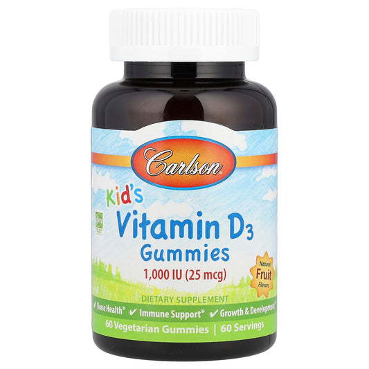 Carlson Kid's Vitamin D3 Gummies, Natural Fruit Flavor, 60 Vegetarian Gummies - Image 1