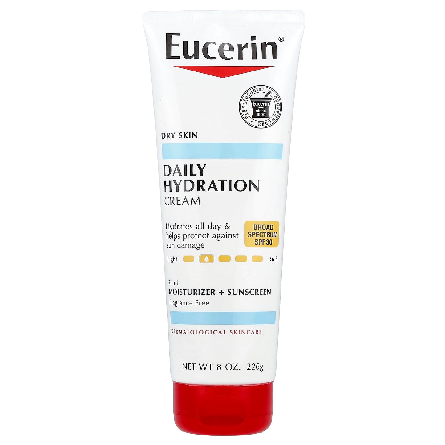 Eucerin Daily Hydration Cream with SPF 30, Fragrance Free, 8 oz - Image 1