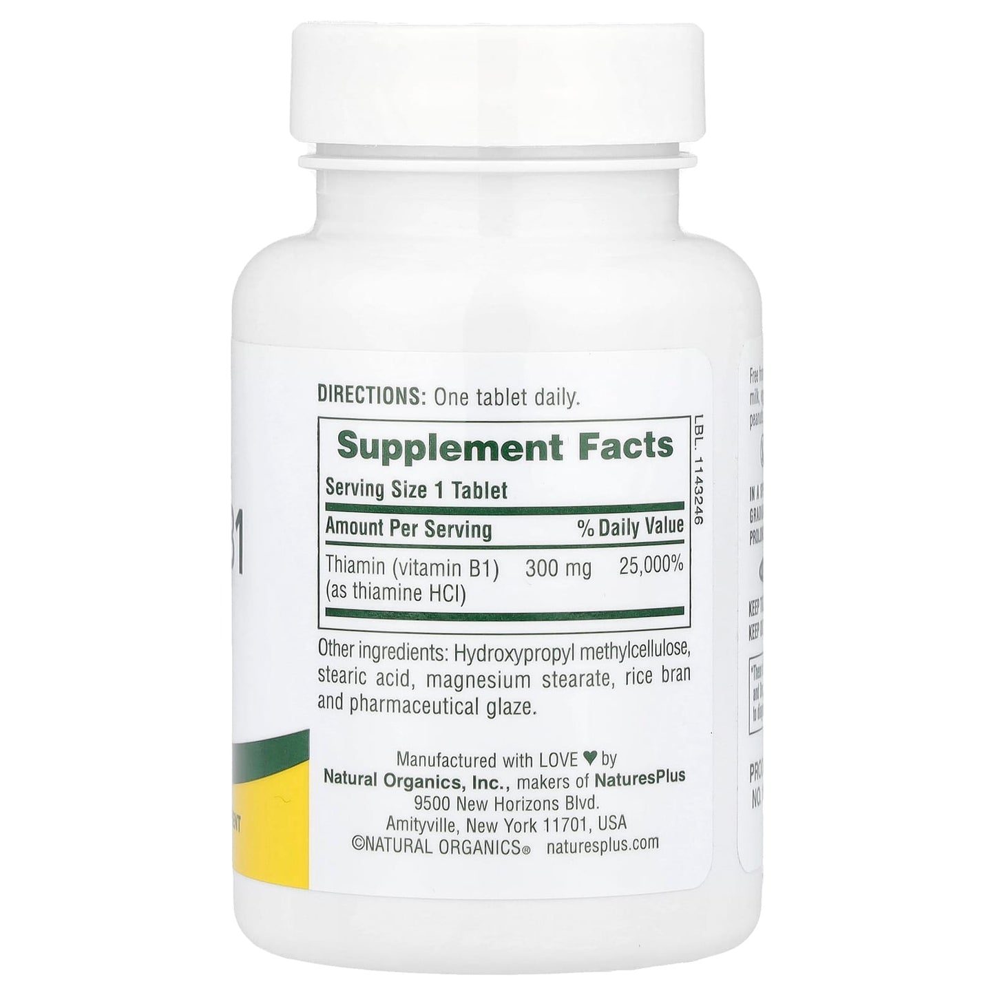 NaturesPlus, Vitamin B1, 300 mg, 90 Tablets - Image 2