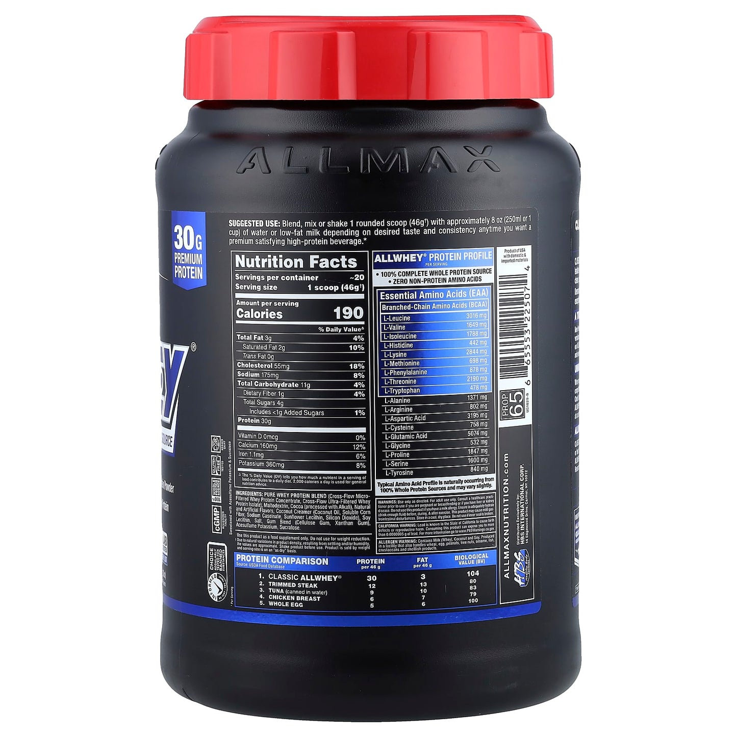 ALLMAX Classic AllWhey 100% Whey Protein, Chocolate, 2 lbs - Image 2