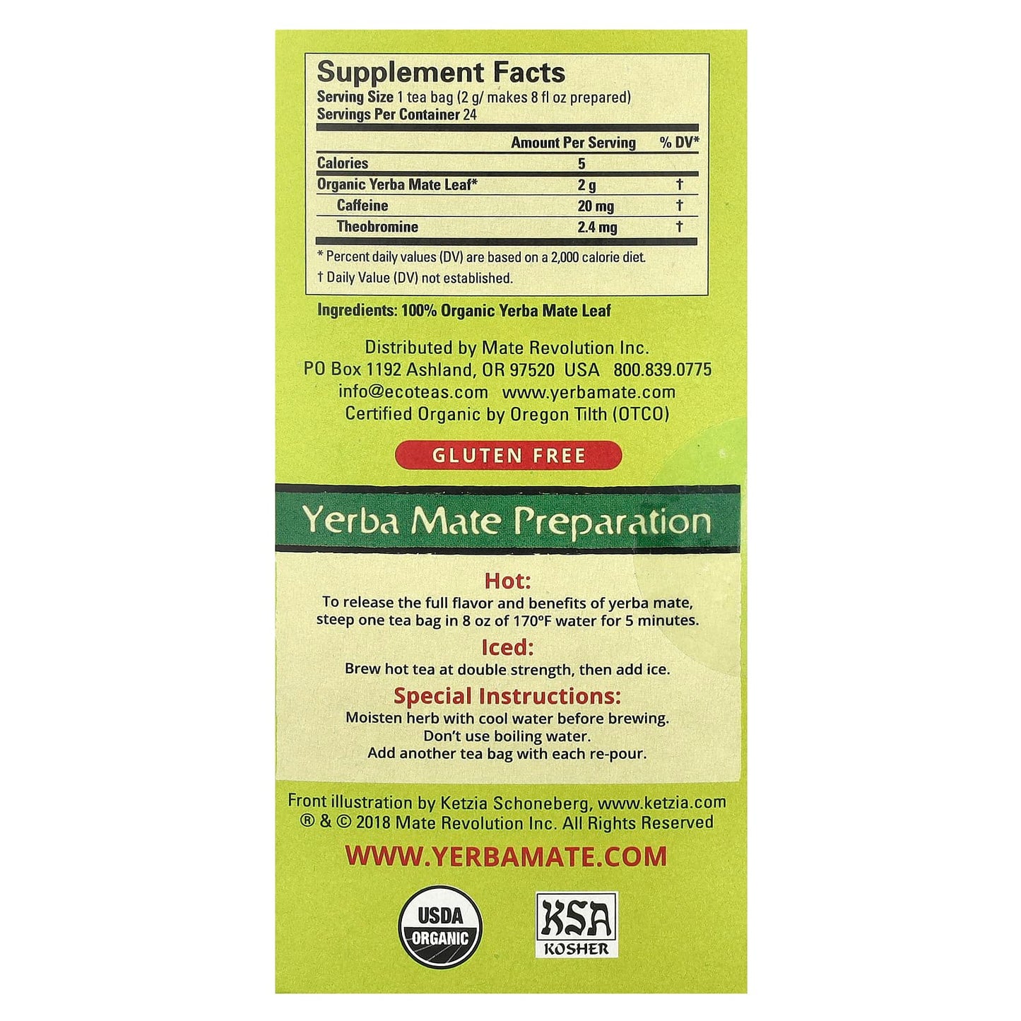 EcoTeas Yerba Mate Energy Tea - USDA Organic & Fair Trade - Image 2