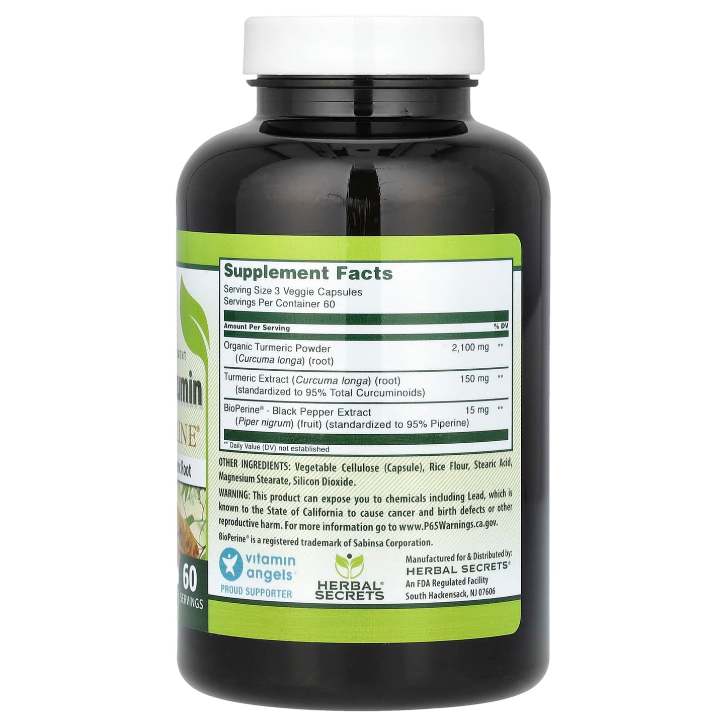 Turmeric Curcumin Supplement with BioPerine - 180 Veggie Capsules - Image 2