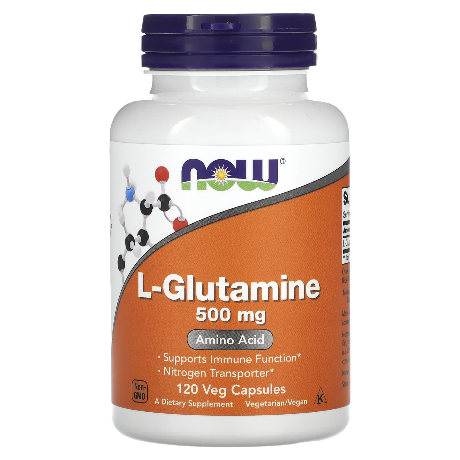 NOW Foods, L-Glutamine, 500 mg, 120 Veg Capsules - Image 1