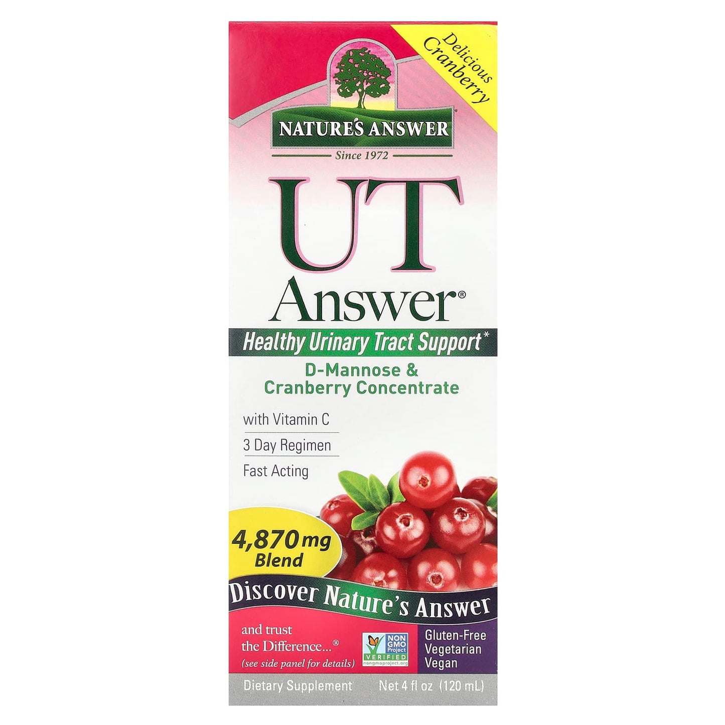 Nature's Answer, UT Answer®, D-Mannose & Cranberry Concentrate, 4 fl oz (120 ml) - Image 1